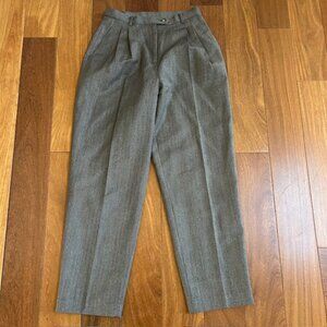 Halston vintage tan & black high waisted herringbone pleated pants